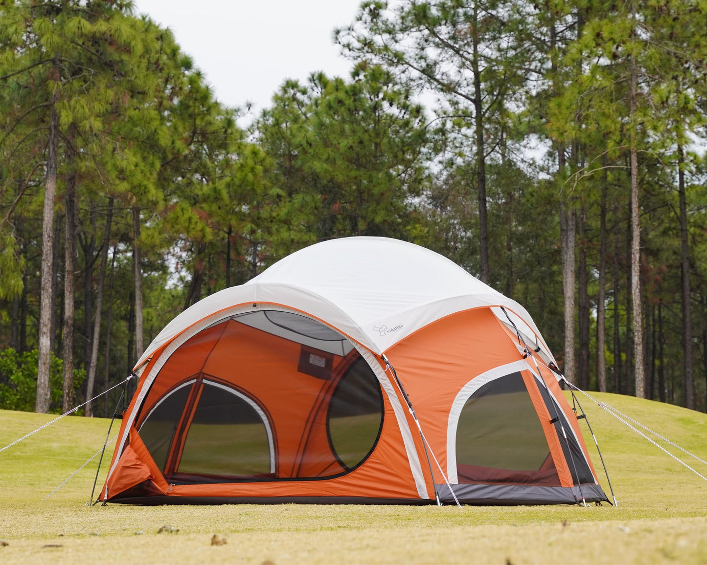 Vidalido 3-4 Person Camping Tent with 2 Large Mesh Door 4 Mesh Window Family Tents, Double Layer Waterproof Portable Easy Setup Camp Tent, Canvas Dome Tents for Camping Outdoor Hiking and Backpacking