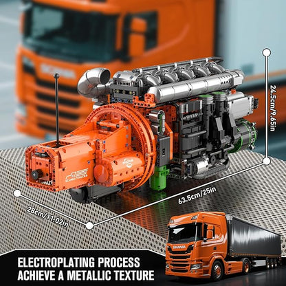 Mould King 10200 Truck Engine Model Kit That Runs 3236 PCS STEM Toy Gift for Adults 14+ Teens Engineering Toys for Display Collection