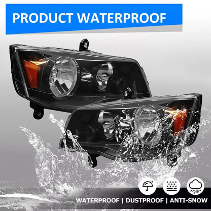 2Pcs Headlight Head Light Headlamp Assembly Black Housing For 2011-2020 Dodge Grand Caravan,2008-2016 Chrysler Town & Country