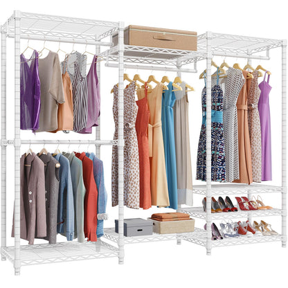 VIPEK V5 Portable Closet Wardrobe Heavy Duty Clothes Rack, Freestanding Clothing Racks with 4 Hang Rods & 8 Shelves, Adjustable Custom Closet Racks, 68.9" L x 15.7" W x 76.4" H, Max Load 890LBS, White
