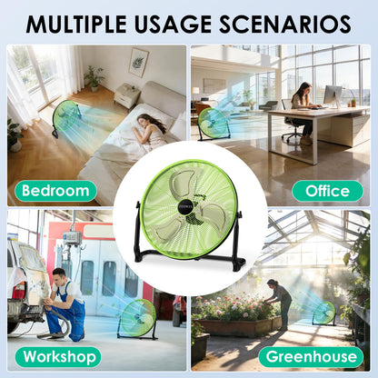ZIZIWIN 20'' Large Battery Fan, Portable Cordless Camping Fan, Rechargeable Battery Floor Fans, 360° Tilt, Wireless, USB Output, for Home Office Gazebo Greenhouse Outside Gym