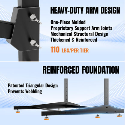 AlloyLake 3-Tier Freestanding Kayak Storage Rack, Heavy Duty Outdoor Canoe Stand for Garage & Dock, 330 lbs Capacity, Rust-Proof 304 Stainless Steel Hardware (Black)