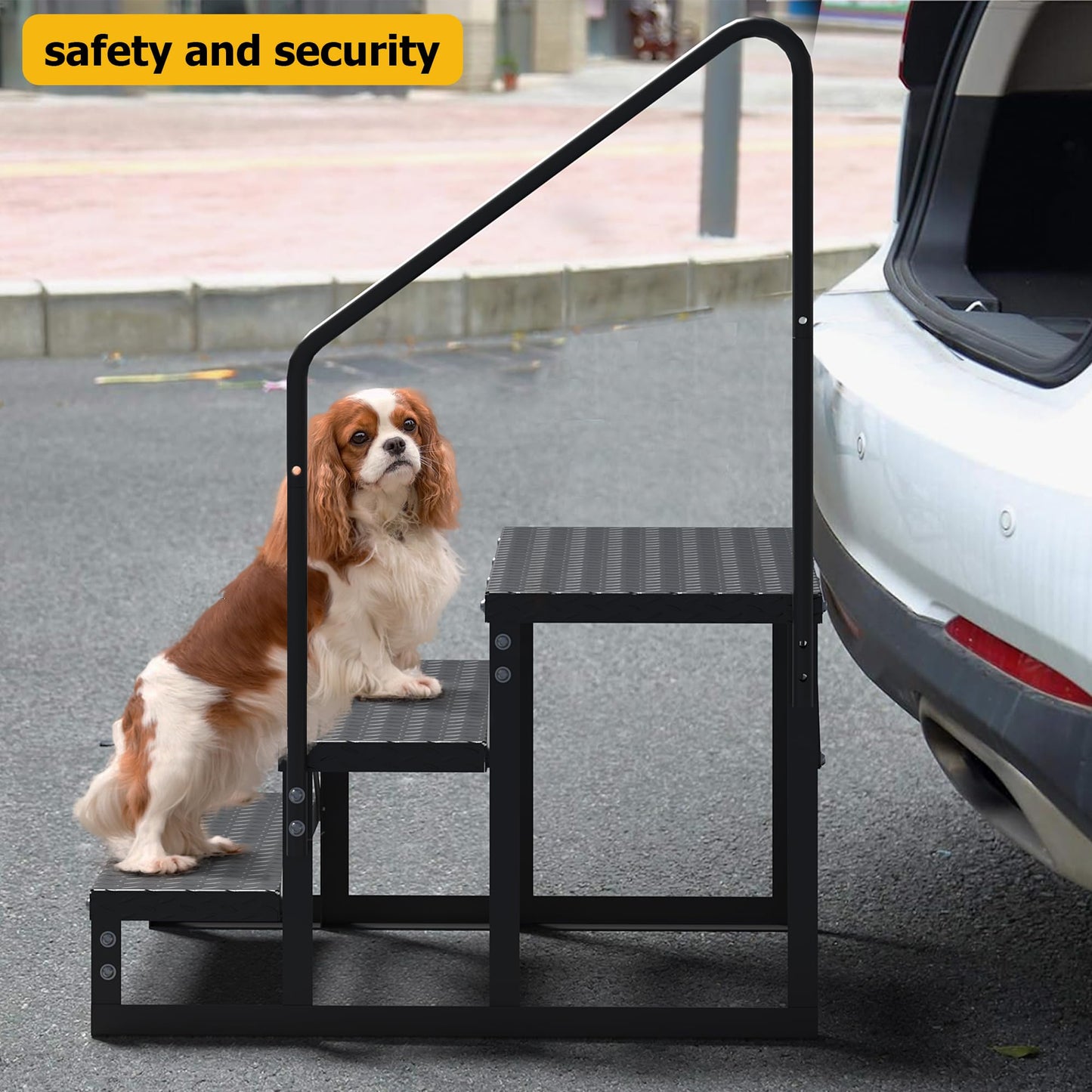 COZONY RV Steps with Handrail 3 Step, Anti-Slip Panel, 660lb Capacity RV Stairs, Portable Trailer Ladder for Outdoor, Camping, Travel, Hot Tub