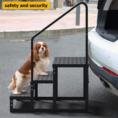 COZONY RV Steps with Handrail 3 Step, Anti-Slip Panel, 660lb Capacity RV Stairs, Portable Trailer Ladder for Outdoor, Camping, Travel, Hot Tub