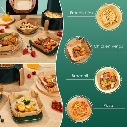 COSORI Disposable Air Fryer Liners - 100PCS Parchment Paper Sheets for 2 QT Mini Air Fryer | 4.7 Inch Square
