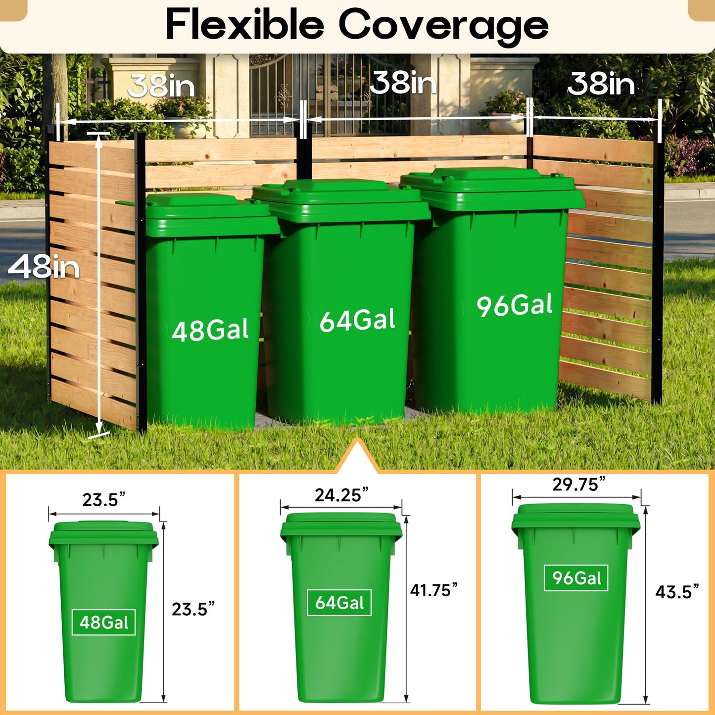 4ft H×3.2ft W(2 Panels) Privacy Fence Screen,No-Dig Wood Outdoor Privacy Screen,Aluminum Post,Air Conditioner Fence,Pool Equipment Enclosure,Trash Can Enclosure,Privacy Fence Panels for Patio/Garden