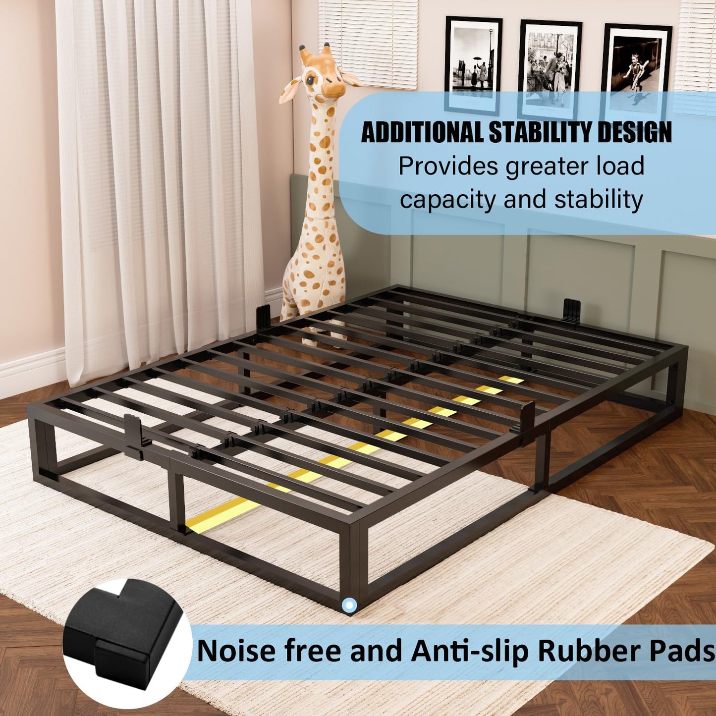 Bilily 10 Inch Full Size Bed Frame with Steel Slat Support,Low Profile Full Metal Platform Bed Frame Support Mattress Foundation,Heavy Duty,No Box Spring Needed,Easy Assembly,Noise Free