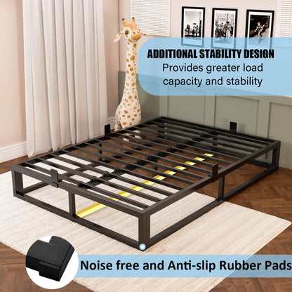 Bilily 10 Inch Full Size Bed Frame with Steel Slat Support,Low Profile Full Metal Platform Bed Frame Support Mattress Foundation,Heavy Duty,No Box Spring Needed,Easy Assembly,Noise Free