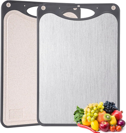 Titanium Cutting Board - Double-Sided Food Grade Board | Large 15”x10” Easy-Clean Dark Gray