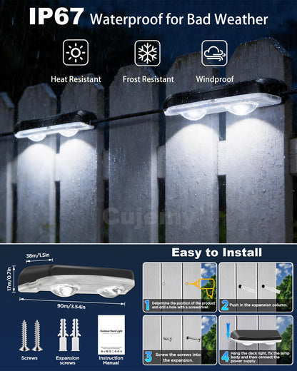 Cujemy Outdoor Deck Lights 16 Pack, 100ft Smart RGB Outdoor Lights, APP, Remote Control, Waterproof LED String Light with Timer for Wall Fence Step Yard Stairs Pool Halloween Christmas Decor