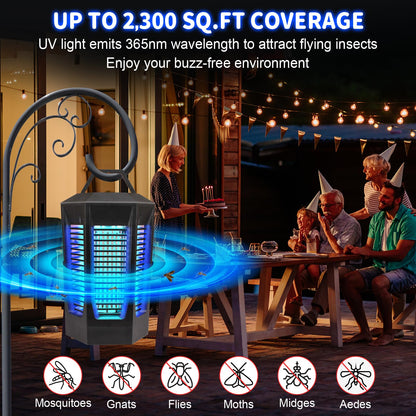 4200V Electric Fruit Fly Trap Indoors and Outdoors - 18W Gnat Trap, Mosquito Zapper with 2300 Sq Ft Coverage, IPX4 Waterproof Fly Killer for House, Kitchen, Patio, Backyard (Dark Black)