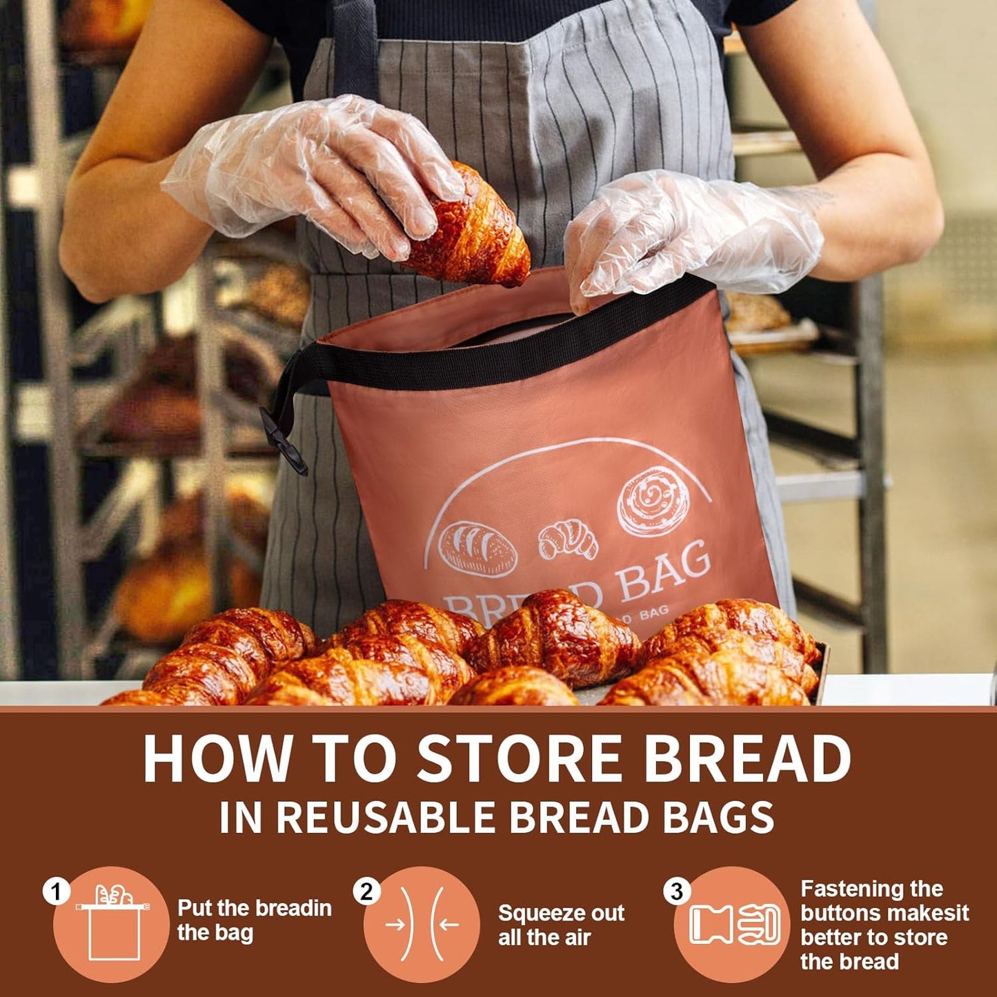 Beeswax Bread Bags - 2 Pack XL Reusable Waxed Linen Storage Bags | Eco-Friendly & Freezer-Safe (Orange & Grey)