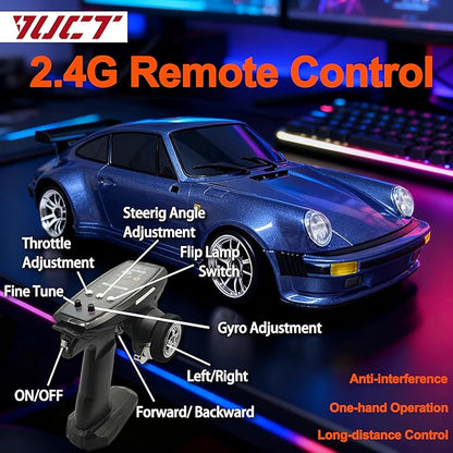 YUCT LDRC 1/18 Scale RC Drift Car RWD Drifting with ESP Gyro Posche 911 Model Car with Alloy Shell for Adults LD1898 Purple
