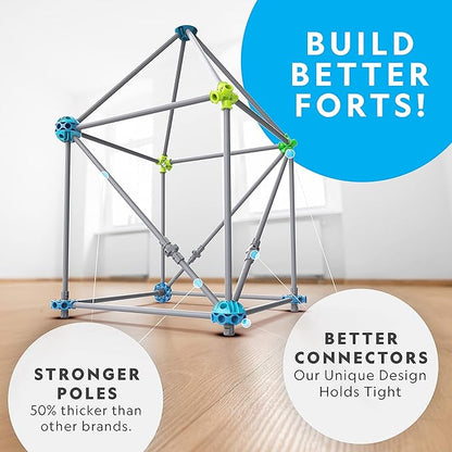NATIONAL GEOGRAPHIC Kids Fort Building Kit - 70-Piece Indoor Fort Builder - Creative Play STEM Building Toy Building Kit for Kids 6-10 Blanket Fort Kit