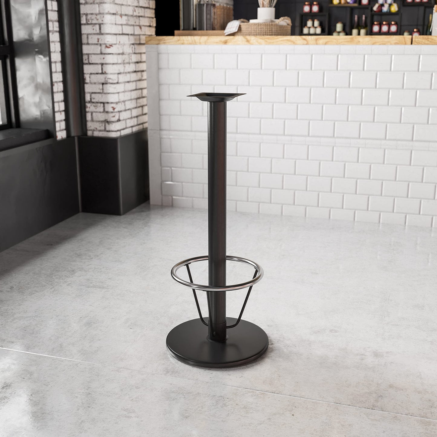 Flash Furniture Beverly 18'' Round Restaurant Table Base with 3'' Dia. Bar Height Column and Foot Ring