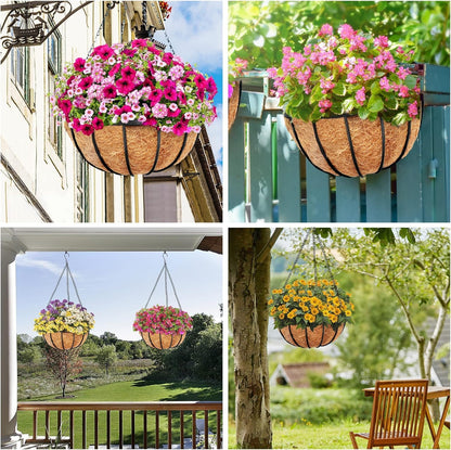 Y&M 14" Round Coconut Fiber Liner - Pre-Formed Replacement for Hanging Baskets | 2-Pack