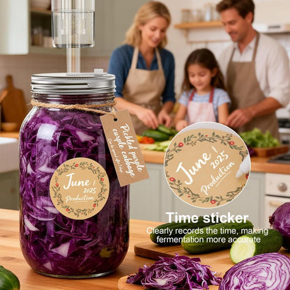 4-Pack Fermentation Kit for Wide Mouth Mason Jar, Included 4 Glass Fermenting Weights, 4 fermentation Lids, 4 Airlocks, 5 Silicone Rings, 5 Silicone Grommet, Pen Stickers Rope (Jars not Included)