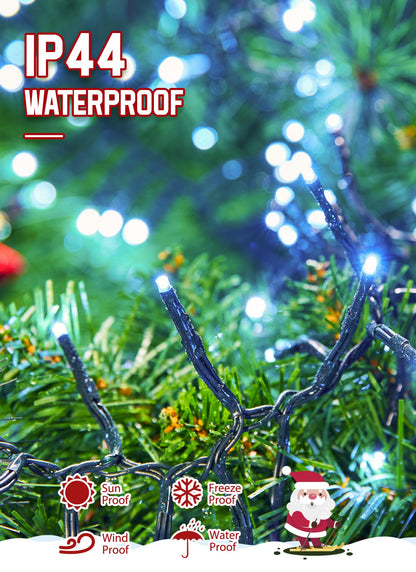 Minetom 50 Ft 1000 LED Cluster Lights, Cool White, Waterproof, 12 Modes, Remote, Christmas Tree String Lights