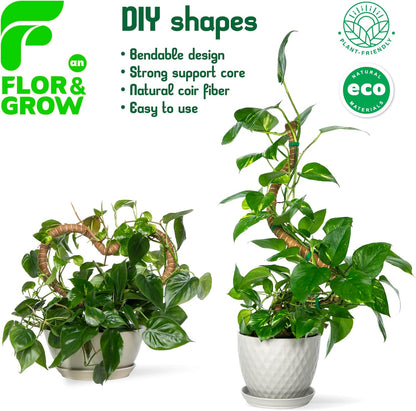 Monstera Plant Support Stakes - 28" Sturdy Moss Poles for Indoor Climbing Plants | 2 Pack