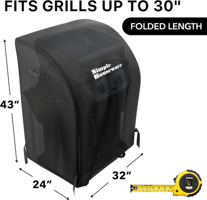Simple Houseware 32-Inch Heavy-Duty BBQ Gas Grill Cover - Waterproof & Weather-Resistant 600D Polyester