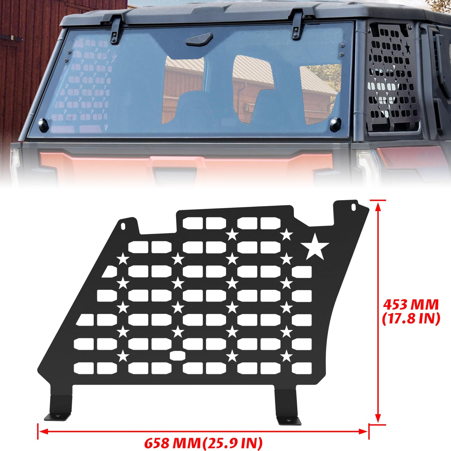 SAUTVS Rear Window Molle Panels for Polaris XPEDITION ADV/ ADV5 2024+, Aluminum Molle Panels of Rear Side Windows for Polaris XPEDITION ADV/ ADV5 2024+ Accessories (One Pair)