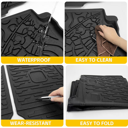 JTYZSM Cargo Mats for 2021-2024 2025 Jeep Wrangler JL 4XE Only,Floor Liners with Trunk Mat Backrest Mat All Weather TPE Protector Rear Floor Trunk Liners for 21-25 Wrangler JL 4XE 4 Door Accessories