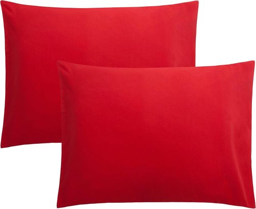 FLXXIE Pillow Cases - Soft Microfiber Standard Size Covers | Wrinkle & Stain Resistant, 2-Piece Set, 20x26, Red
