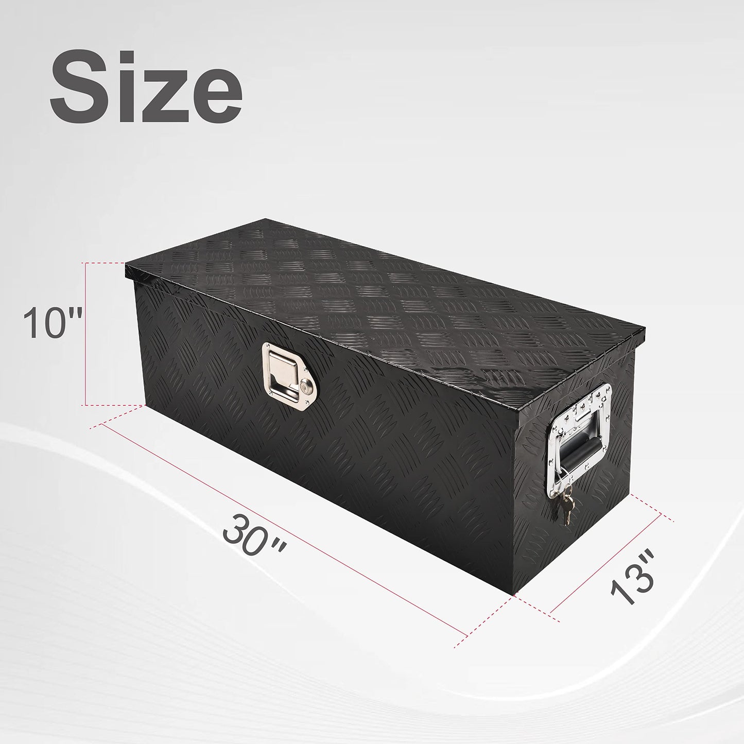 FGJQEFG 30 Inch Truck Bed Tool Box Truck Car Outdoor Trailer Pickup Underbody Toolbox, RV Storage Organizer, Underbed Tools Organizer W/Lock & Keys, Black Aluminum 5 Bar Tread (30''X13''X10'')