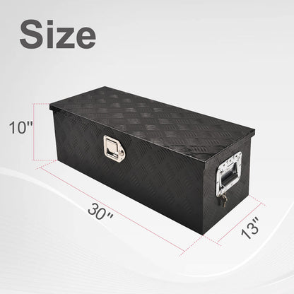 FGJQEFG 30 Inch Truck Bed Tool Box Truck Car Outdoor Trailer Pickup Underbody Toolbox, RV Storage Organizer, Underbed Tools Organizer W/Lock & Keys, Black Aluminum 5 Bar Tread (30''X13''X10'')
