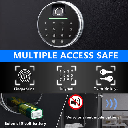 Biometric Digital Security Home Safe, Safes for Home Storage Cash Jewelry and Valuables,1.0 Cubic Feet Gun Use Storage Small Fingerprint Safe Box. (No fireproof bag, 9.8”H X 13.8”W X 11”D)