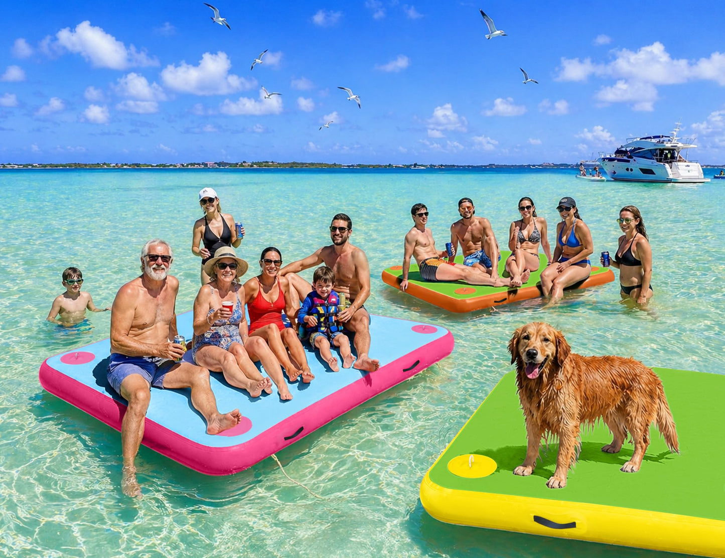 Inflatable Floating Dock for Lakes, Thick and Extra Wide Lake Floats for Adults, Non-Slip Air Dock Platform with Portable Carrying Bag, Floating Platform Island for Pool Beach Ocean