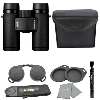 Monarch M7 8x30 (16763) Black Binoculars Bundle with Lens Pen and Cleaning Cloth, Compact Binoculars for Adults for Hunting, Bird Watching, and Hiking Essentials, Zoom Lightweight Travel