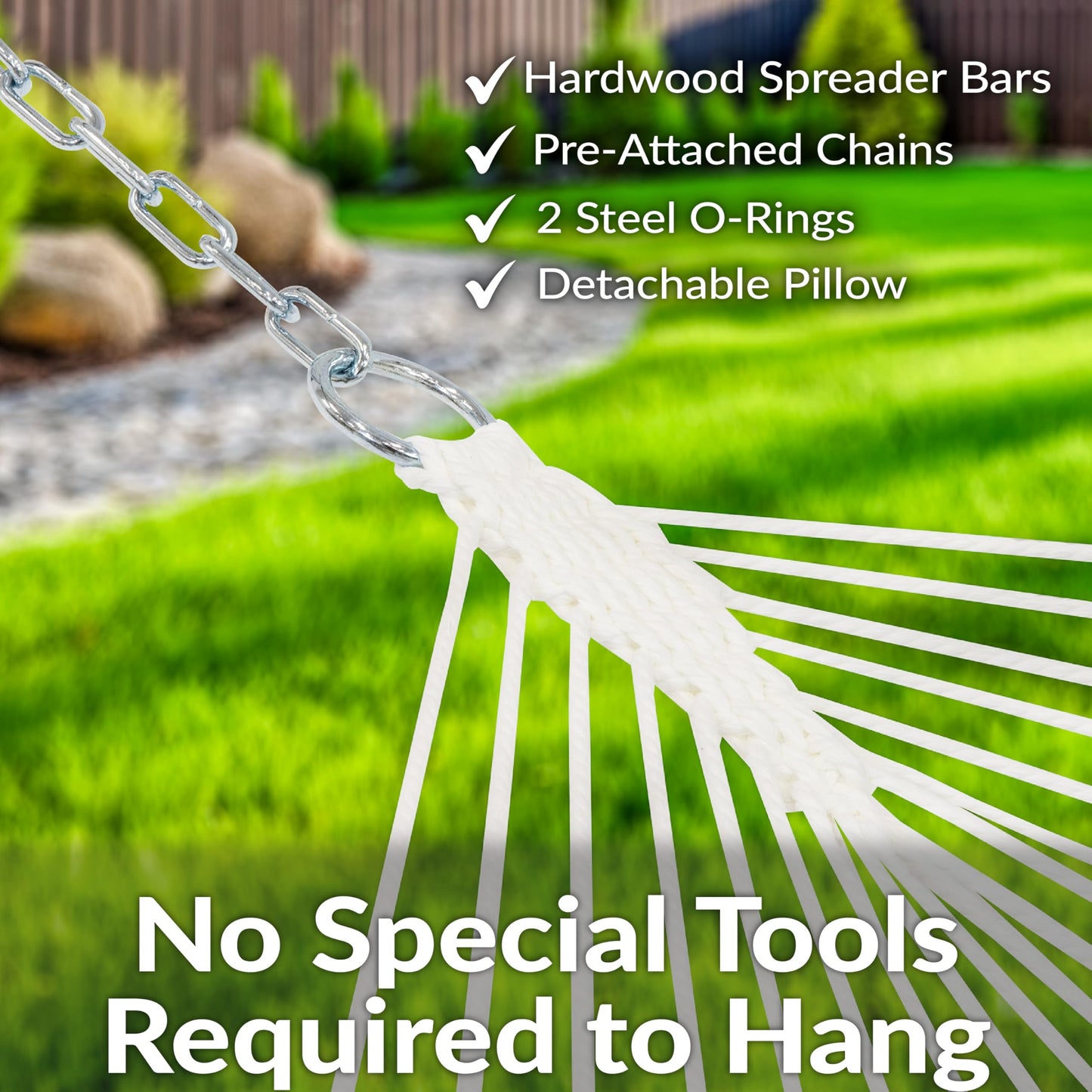 Sunnydaze Extra Large Quilted Hammock with Spreader Bars - 2-Person Hammock for Outside - Caribbean Stripe