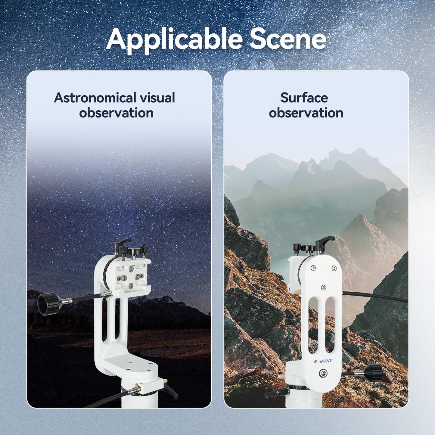 SVBONY SV225 Alt-Azimuth Mount, Adjustable Angle Alt-Azimuth Mount, Load-Bearing 10kg, CNC Hollow Structure, Telescope Altazimuth Fine Adjustment Shift, Telescope Accessories with Variable Speed Gear
