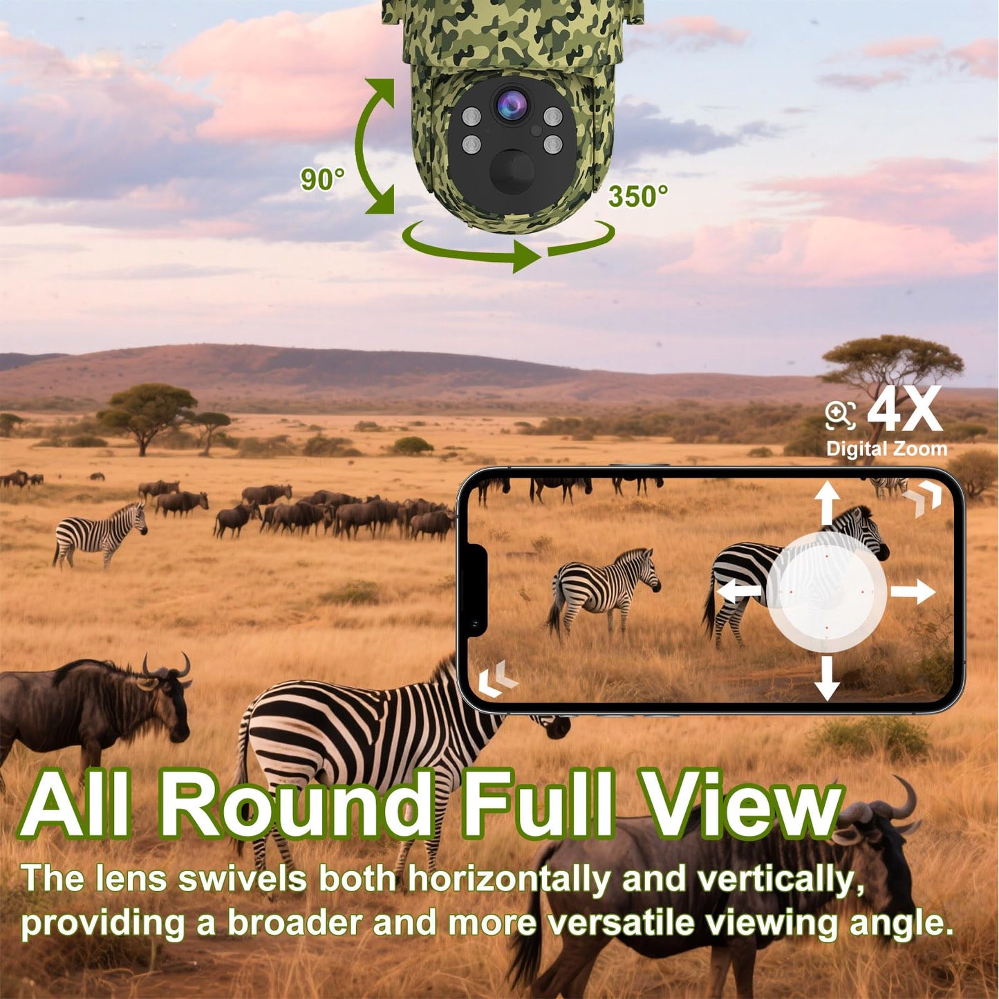 QUTHZZHY 4G LTE Solar Cellular Trail Camera,365 Days Free Unlimited Data,No WiFi Needed Trail Cam, 0.2S Speed Motion Activated Game Camera,Deer Camera 360°View IP65,Tuya Smart Camera,64GB Storage