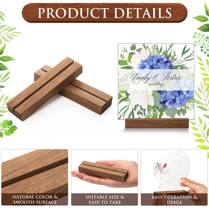 Roowest 24 Pcs Rustic Wood Table Number Holders for Wedding, 4.5'' Wooden Place Card Holders for 5x7 Table Numbers, Menu and Sign Stands for Wedding Reception Party Decor