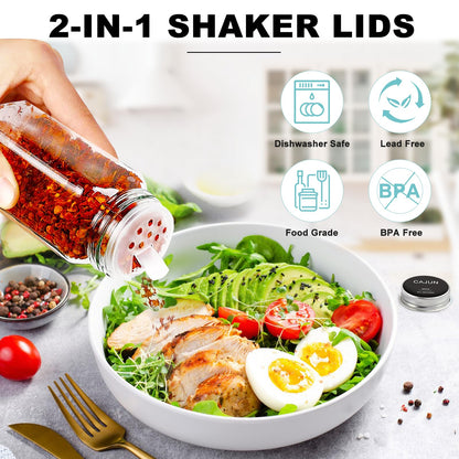 AISIPRIN 24 Pcs Glass Spice Jars with 398 Labels, 4oz Empty Square Spice Containers Seasoning Bottles - Shaker Lids, Funnel, Brush and Marker Included(Black Metal Caps)