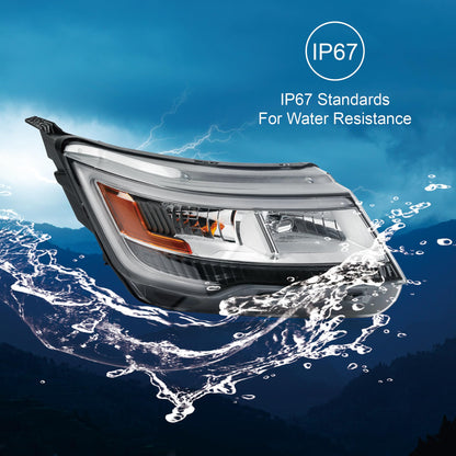 AutoZest Chrome Bezel LED Headlight W/o LED control module Assembly Compatible With 2016-2019 Ford Explorer Sport/Limited/XLT/Platinum Headlamp W/LED DRL Right Passenger Side FO2519130
