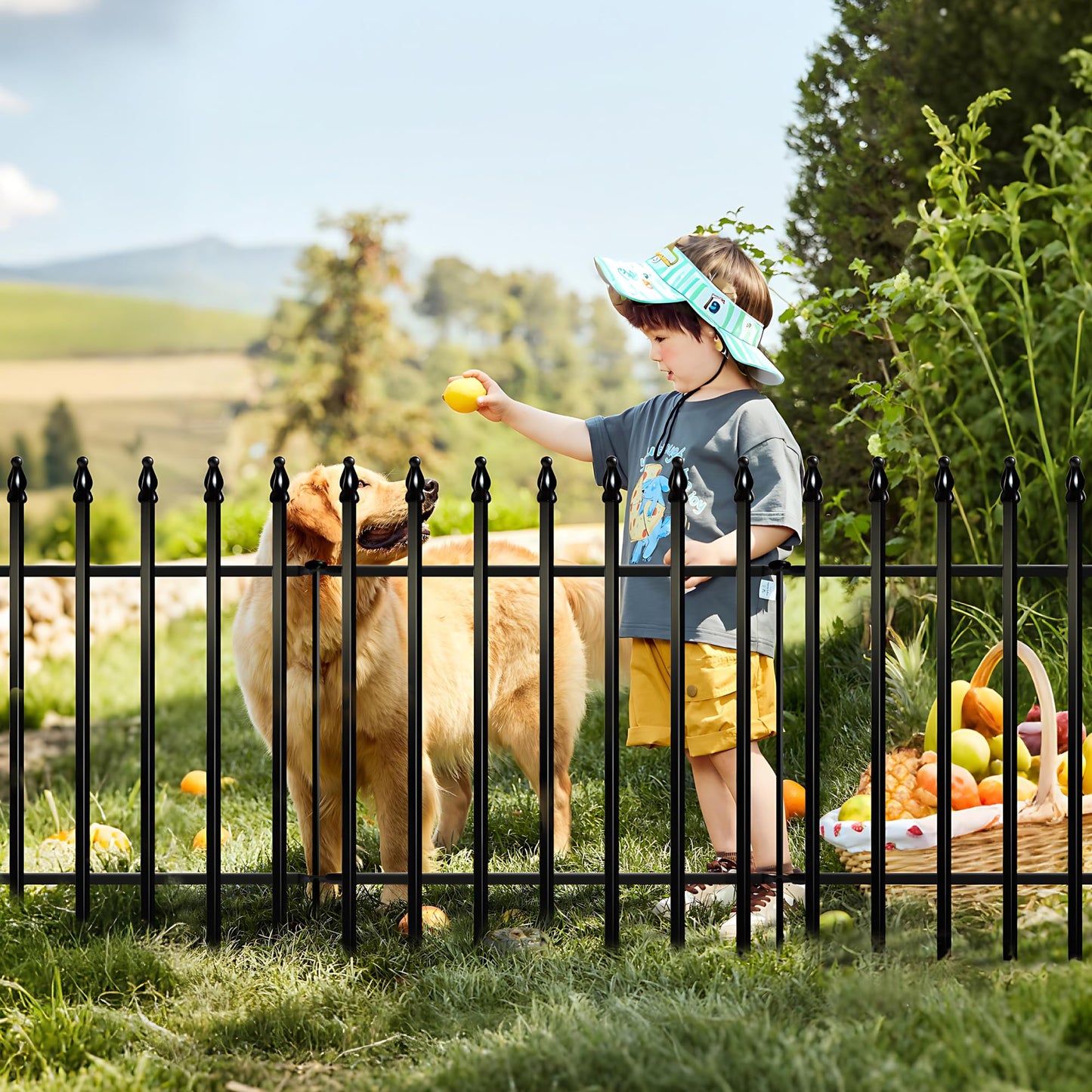 Thealyn Metal Garden Fence 24 inch H x 24 inch W (10 Panels, Total Length 20 ft) Decorative Fence Border Fence Landscape Fencing for Dog, Flower Bed, Yard, Animal Barrier