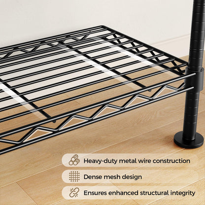 Closet Organizers and Storage, 4-Row Heavy Duty Clothes Rack for Hanging Clothes, Wall Mounted Closet System with 4 Telescopic Rods, 2 Fixed Rods, 5 Hooks, 8 Shelves for Wardrobe, Bedroom, Small Space