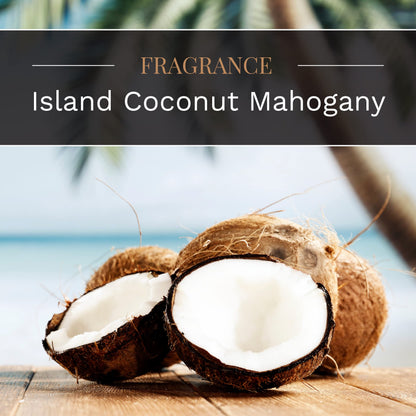 Candle-lite Scented Candles, Island Coconut Mahogany Fragrance, One 18 oz. Single-Wick Aromatherapy Candle with 110 Hours of Burn Time, White Color