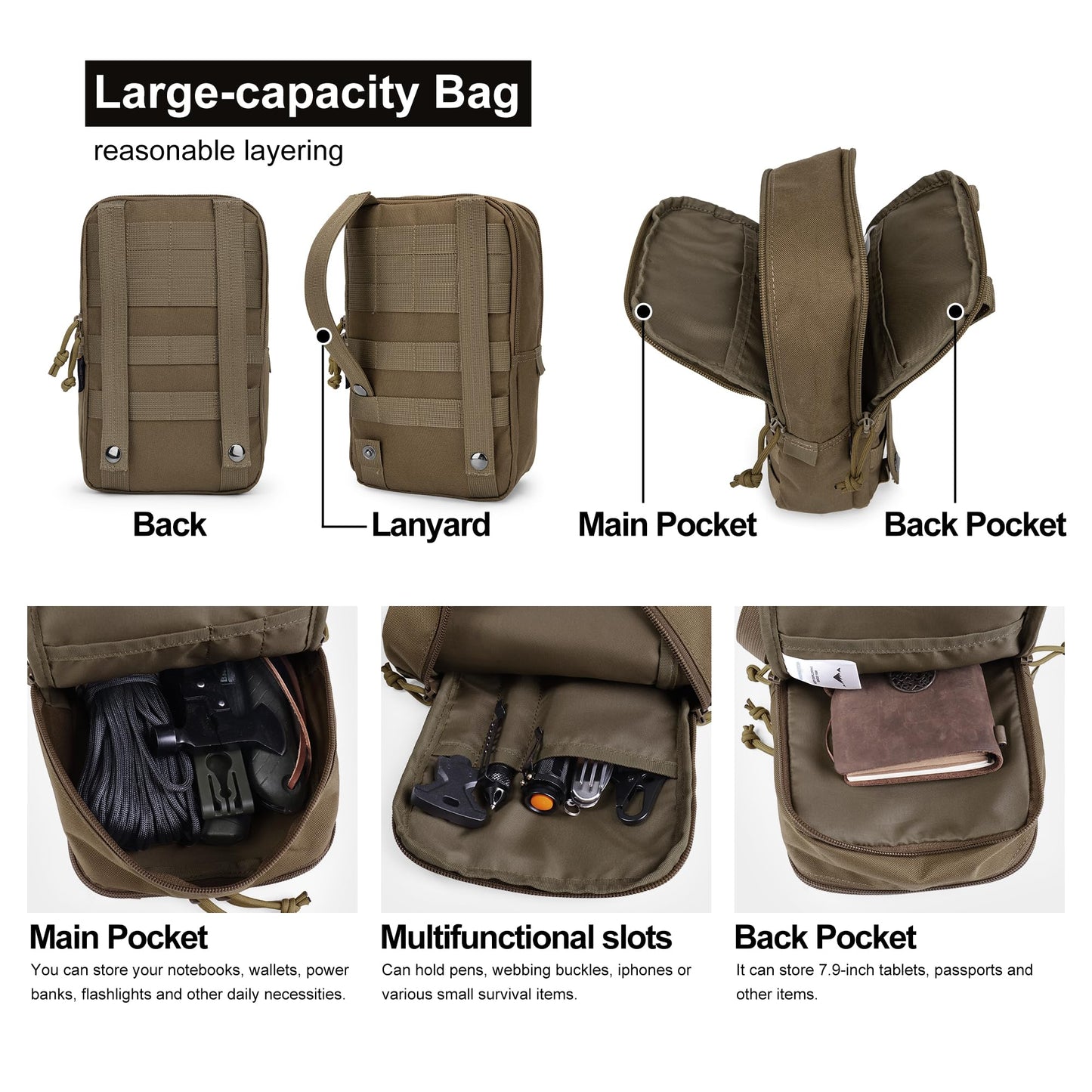 Mardingtop 70L Hiking Backpack+ Molle Tactical Utility Pouch