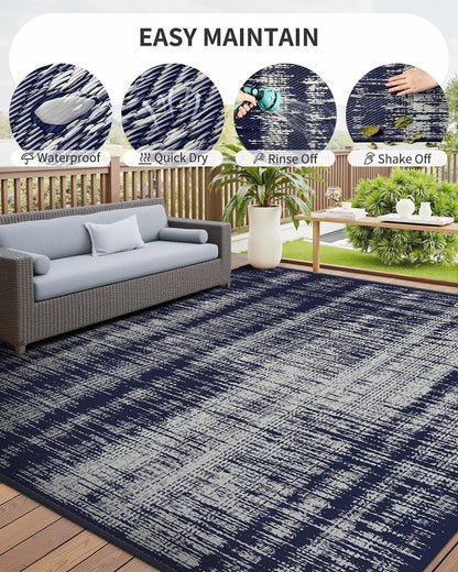 MontVoo Outdoor Rug Waterproof 9x18ft Outdoor Patio Rug Mat Reversible Plastic Straw Outside Rug Carpet Outdoor Rugs for RV Camping Picnic Beach Balcony Porch Deck