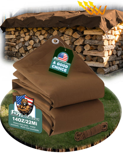 Erfolkerz Canvas Tarp 16x20ft 22Mil Water-Resistant Tarps with Aluminum Grommets, 14OZ UV-Resistant Tarpaulin,Heavy-Duty Multi-Use Cloth Covers for Wood/Car/Roof/Boat/Camp/Canopy