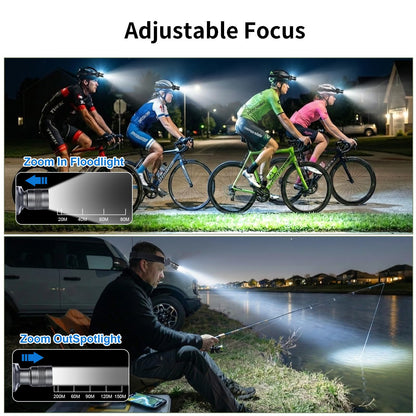 KunHe 20 Pack Rechargeable LED Headlamp with 1800mAh Battery 333 Lumens Aluminum Alloy with Zoomable150M Beam IP65 Waterproof 3 Modes for Construction Crews Warehouse Maintenance & Emergency