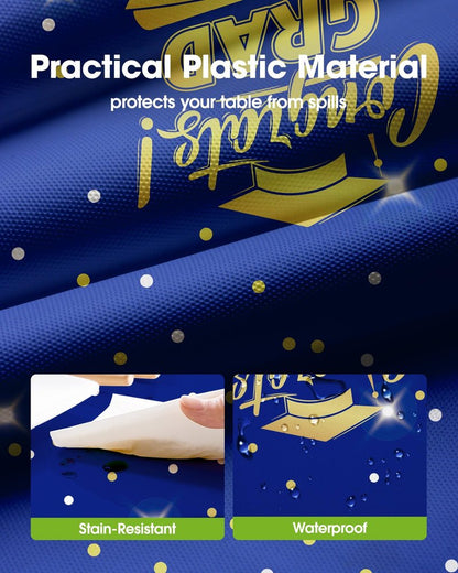 Pureegg Graduation Decorations 2026 Plastic Tablecloth Disposable 10 Pack, Class of 2026 Black Rectangle Table Cover 54 x 108 Inch, Plastic Table Cloth for Graduation Party, Picnic
