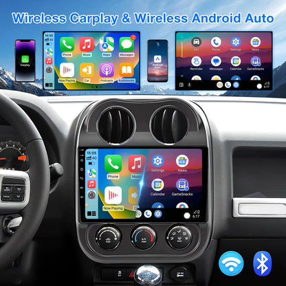 Binize Android 13 Car Stereo Radio Head Unit Compatible with Jeep Compass/Patriot 2010 2011 2012 2013 2014 2015 2016 Carplay Android Auto Touch Screen Bluetooth with GPS,FM,Backup Camera