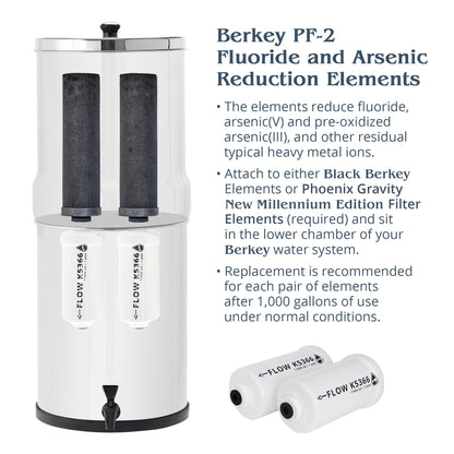Crown Berkey Gravity-Fed Water Filter System 6 Gallon with 2 Black Berkey Elements, 2 PF-2 Fluoride and Arsenic Reduction Elements