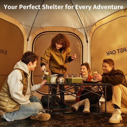 East Oak 12×12 FT Pop Up Canopy Tent with Mosquito Netting | Outdoor Screen House with 6 Sunshades | Instant Canopy with Portable Carry Bag | Gazebo Tent for Camping, Patio, Backyard and Beach | Beige