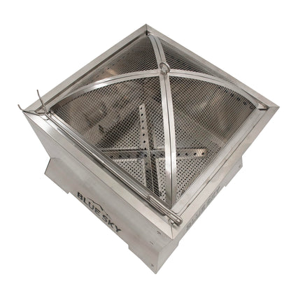 Blue Sky Outdoor Living Fire Pit Accessories - 19.30 x 7.50 Square Domed Stainless Steel Spark Screen & Screen Lift with 304 Stainless Steel Finish & Fits Stainless Steel Square Peak